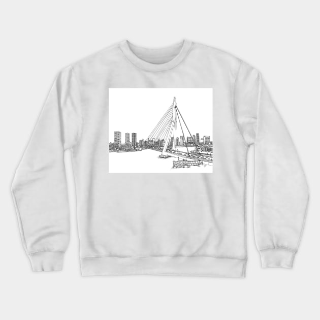 Erasmus Bridge in Rotterdam Crewneck Sweatshirt by valery in the gallery